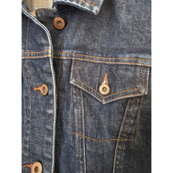 GAP Stretch Y2K Button Front Blue Denim Western Trucker Jacket Women's Sz M - Picture 3 of 5